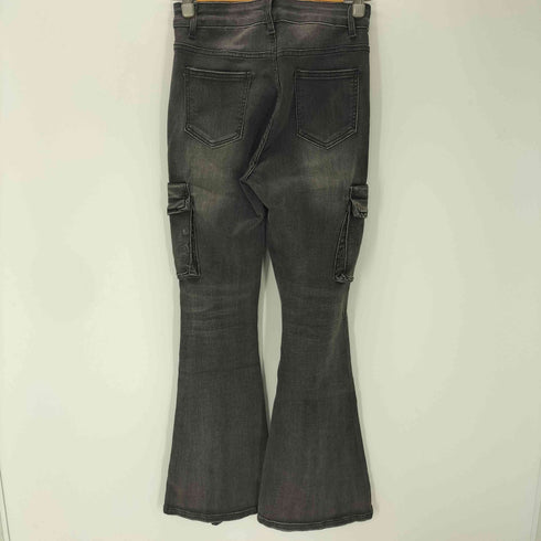 ミームセレクト me+em select cargo design vintage-like damage stretch flare denim カーゴ デザイン ヴィンテージ ライク ダメージ ストレッチ フレア デニム Y2K レディース S