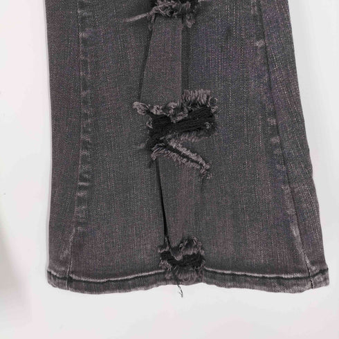 ミームセレクト me+em select cargo design vintage-like damage stretch flare denim カーゴ デザイン ヴィンテージ ライク ダメージ ストレッチ フレア デニム Y2K レディース S