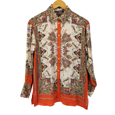 ザラ ZARA ペイズリーサテンブラウス レディース import:XS