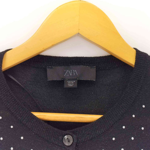 ザラ ZARA ドットラメ クルーネックカーディガン レディース import:M