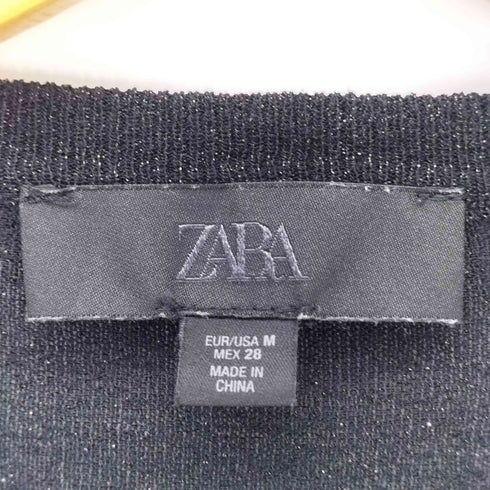 ザラ ZARA ドットラメ クルーネックカーディガン レディース import:M