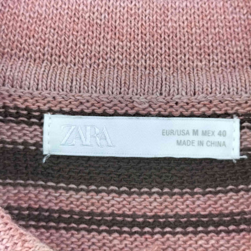ザラ ZARA ポリウール ボーダー 半袖 ポロシャツ メンズ M