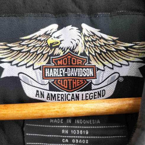 ハーレーダビッドソン HARLEY-DAVIDSON Bar & Shield ウイングモチーフ バー&シールド 刺繍ロゴ 襟レザー 中綿ワークジャケット メンズ import:S