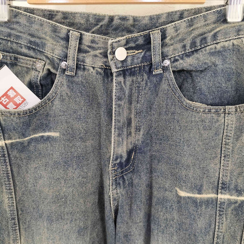 TRILLION トリリオン ダメージ デザイン ワイドデニム パンツ メンズ M