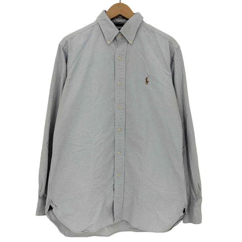 ラルフローレン RALPH LAUREN 90s~00s CLASSIC FIT ストライプ ポニー刺繍 マチ付き 長袖ボタンダウンシャツ メンズ import:M