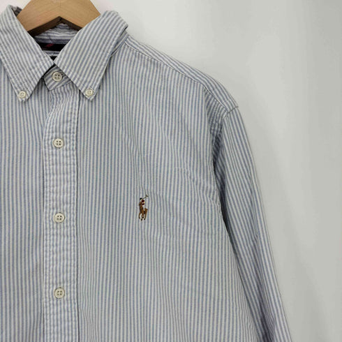ラルフローレン RALPH LAUREN 90s~00s CLASSIC FIT ストライプ ポニー刺繍 マチ付き 長袖ボタンダウンシャツ メンズ import:M