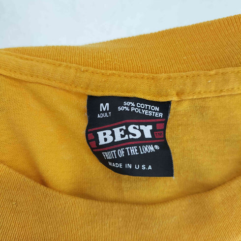 フルーツオブザルーム FRUIT OF THE LOOM 90S Made in USA 裾袖シングル クルーネック フロントプリント 半袖 Tシャツ メンズ M
