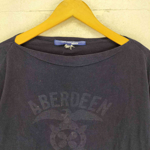 ジュンヤワタナベコムデギャルソンマン JUNYA WATANABE COMME des GARCONS MAN ABERDEEN フロントプリント クルーネック 七分丈 Tシャツ メンズ L
