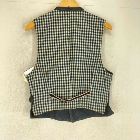 odds on オッズ オン ISSEY MIYAKE ギンガムチェック 切替 デニム ベスト domestic メンズ XL