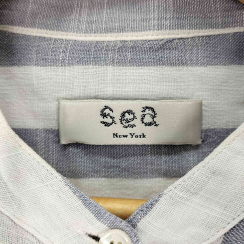 シーニューヨーク sea new york ストライプ バンドカラー シャツ レディース