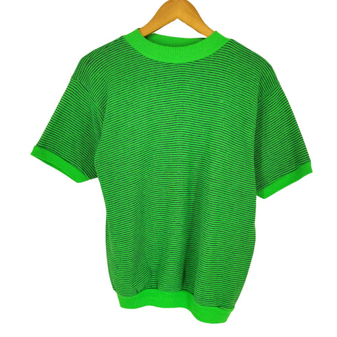 ヘルスニット Healthknit アクリル コットン ボーダー 半袖 ニット シャツ メンズ S