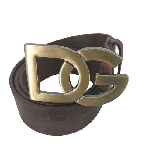 ドルチェアンドガッバーナ DOLCE&GABBANA DC ゴールドバックル レザーベルト メンズ