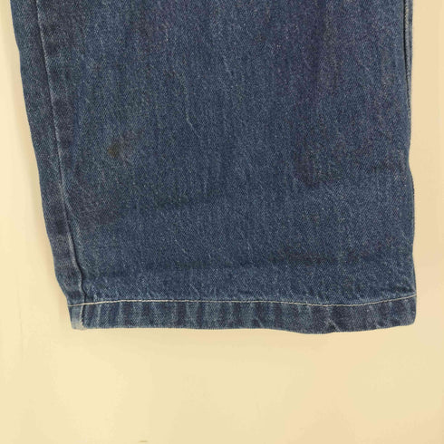 バック ロゴ 刺繍 ワイド レッグ バギー デニム パンツ B系 極太 メンズ