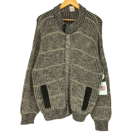 cashmere カシミヤ混 スタンドカラー 比翼 ジップ ニット セーター カーディガン メンズ 54