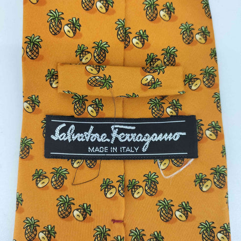 サルヴァトーレフェラガモ Salvatore Ferragamo パイナップル総柄 シルク ネクタイ メンズ