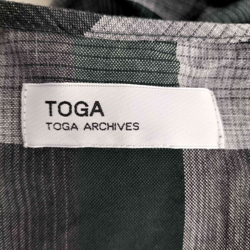 トーガアーカイブス TOGA ARCHIVES ノースリーブ オンブレチェック柄 レイヤードデザイン ワンピース レディース