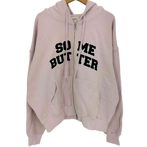 SOMEWHEREBUTTER Satin Heart Logo Hoodie Zip-Up レディース