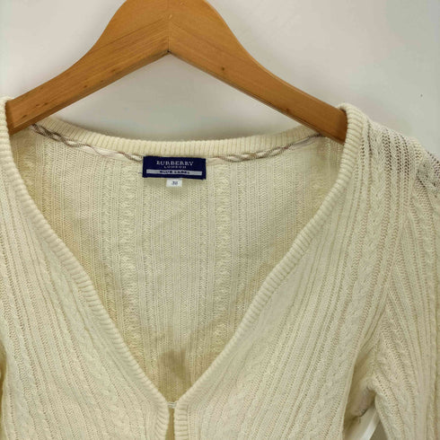 バーバリーブルーレーベル BURBERRY BLUE LABEL アンゴラ混 ケーブルニット カーディガン レディース 38