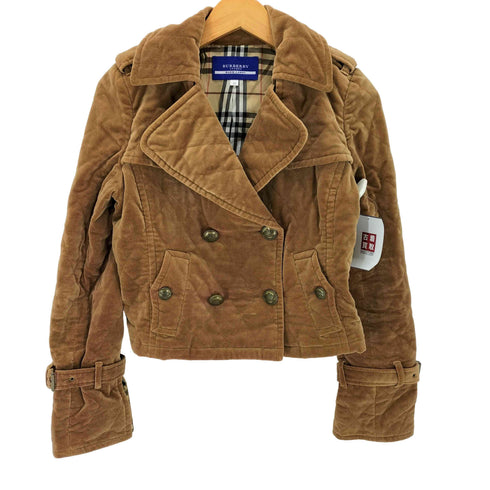 バーバリーブルーレーベル BURBERRY BLUE LABEL 裏地ノバチェック ベロア キルティング ピーコート レディース 38