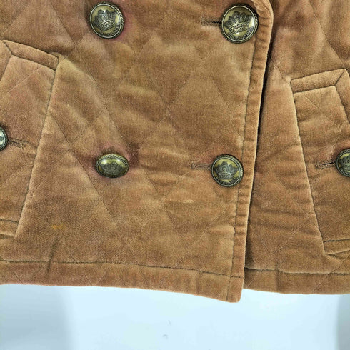 バーバリーブルーレーベル BURBERRY BLUE LABEL 裏地ノバチェック ベロア キルティング ピーコート レディース 38