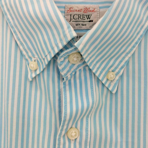 ジェイクルー J.CREW CLASSIC 100S 2-PLY YARNS フロントポケット ストライプ ボタンダウンシャツ メンズ import:L