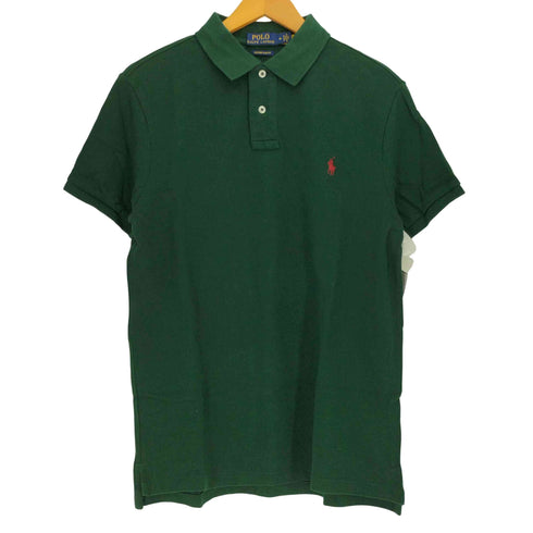 ポロラルフローレン POLO RALPH LAUREN 現行タグ CUSTOM SLIM FIT ロゴ 刺繍 鹿の子 S/S ポロシャツ メンズ import:M