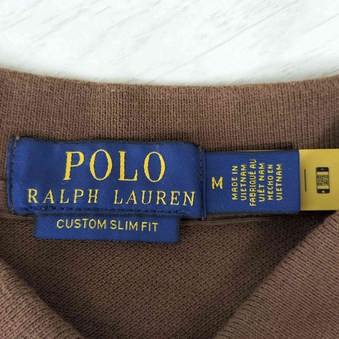 ポロラルフローレン POLO RALPH LAUREN 現行タグ CUSTOM SLIM FIT ロゴ 刺繍 鹿の子 S/S ポロシャツ メンズ import:M