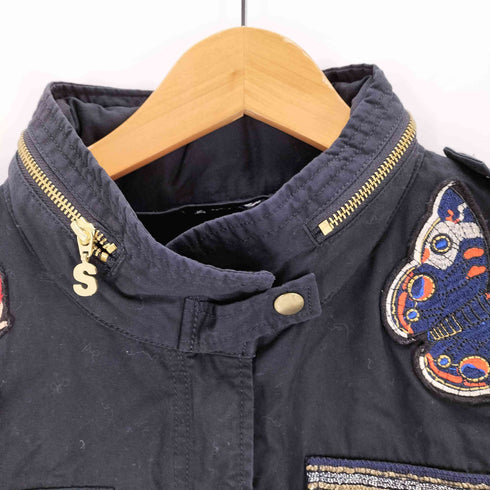 デシグアル Desigual 刺繍入り スタンドカラー ミディアム丈コート レディース 46