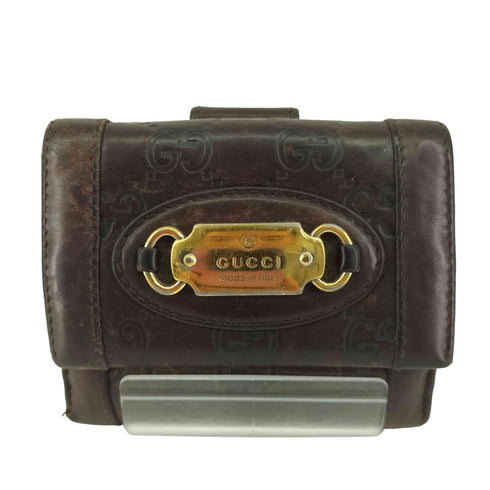 グッチ GUCCI ロゴプレート 2つ折り財布 レディース