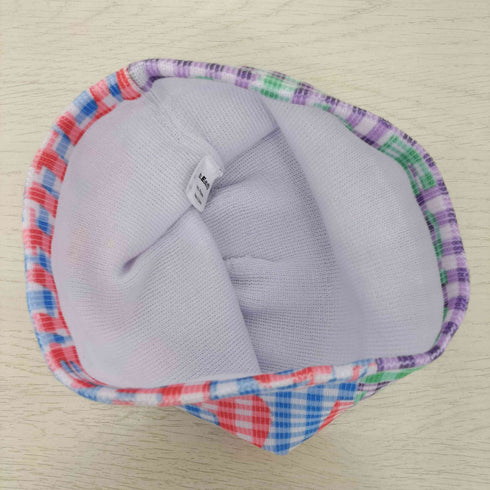 b.Eautiful Mix Checked Beanie-Purple Blue メンズ