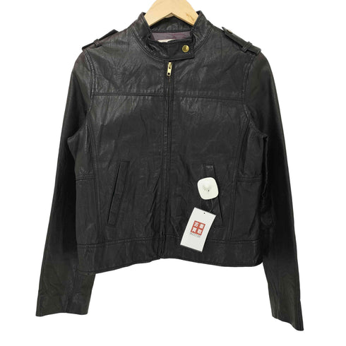 ユナイテッドアローズグリーンレーベルリラクシング UNITED ARROWS green label relaxing 豚革 ピッグスキン スタンドカラー レザージャケット レディース JPN:40