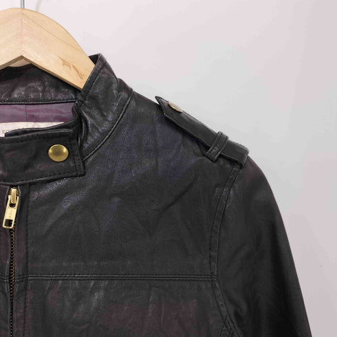 ユナイテッドアローズグリーンレーベルリラクシング UNITED ARROWS green label relaxing 豚革 ピッグスキン スタンドカラー レザージャケット レディース JPN:40