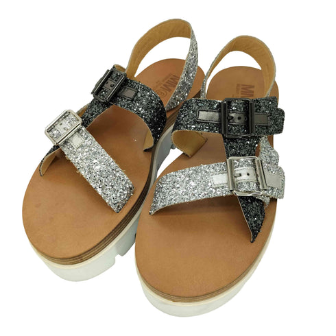 エムエムシックスメゾンマルジェラ MM6 Maison Margiela PLATFORM GLITTER SANDAL グリッター サンダル レディース EUR:38