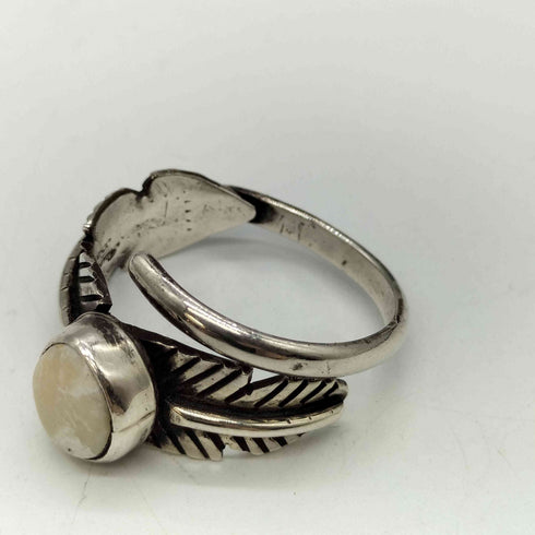 ナバホ NAVAJO RUTH ANN BEGAY STERLING フェザー ストーン シルバー リング メンズ 14号