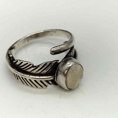 ナバホ NAVAJO RUTH ANN BEGAY STERLING フェザー ストーン シルバー リング メンズ 14号