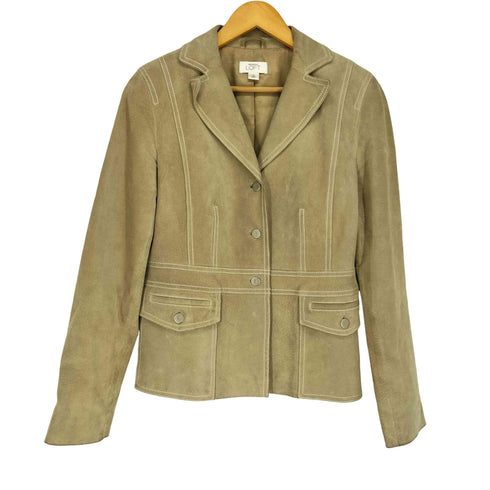 ANN TAYLOR LOFT アンテイラー real leather 本革 スエード 3B テーラードジャケット レディース 8