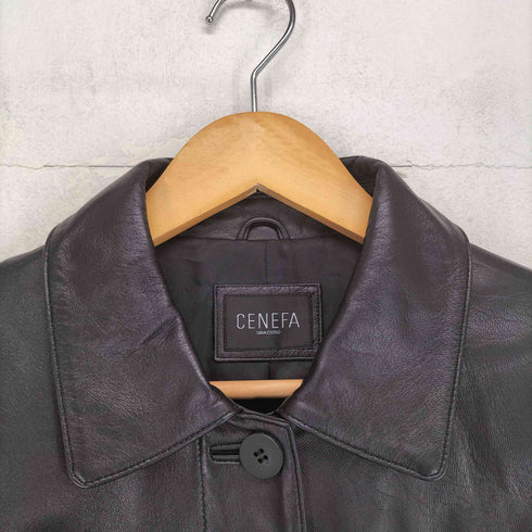 CENEFA セネファ lamb leather ラムレザー 羊革 比翼 ハーフコート レディース 13AR