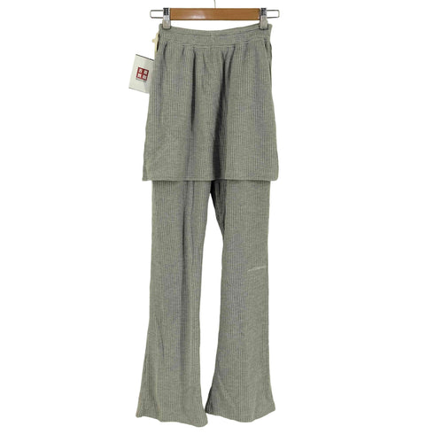 JICHOI COMFORT WAFFLE SLIM LAYERED PANTS ワッフル スリット レイヤード パンツ レディース 1
