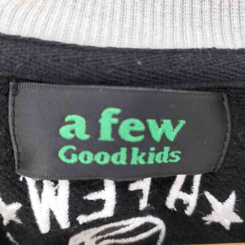 アフューグッドキッズ A FEW GOOD KIDS バスケットボール ロゴプリント ワッペン 袖刺繍 切替し クルーネック スウェット メンズ