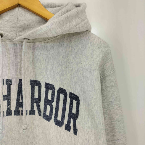 チャンピオン Champion 00s 単色タグ 復刻 REVERSE WEAVE SAG HARBOR 染み込みプリント ハトメ 袖目あり プルオーバーパーカー メンズ import:M
