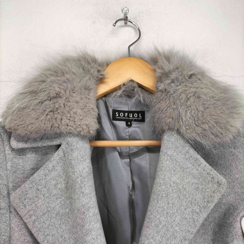 SOFUOL ソフール fox fur アンゴラ100 比翼 ロングコート レディース 3