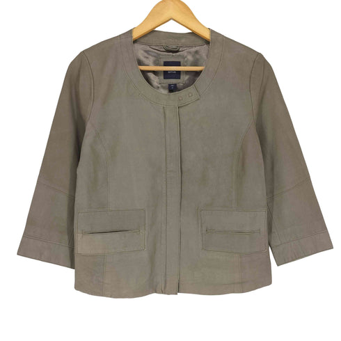 ギャップ Gap genuine leather 本革 ノーカラー レザージャケット レディース M
