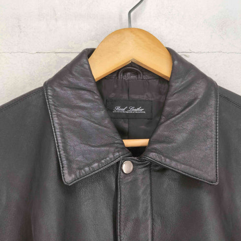 lamb leather ラムレザー 羊革 比翼 レザージップジャケット メンズ L