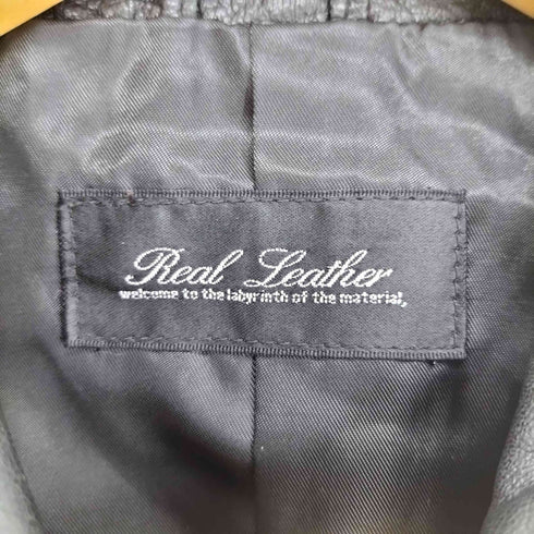 lamb leather ラムレザー 羊革 比翼 レザージップジャケット メンズ L