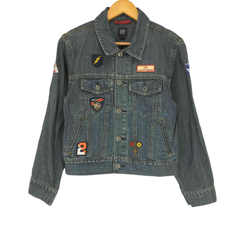 ギャップ Gap KIDS 00s OLD ワッペン 刺繍 トラッカー デニムジャケット Y2K レディース XXL