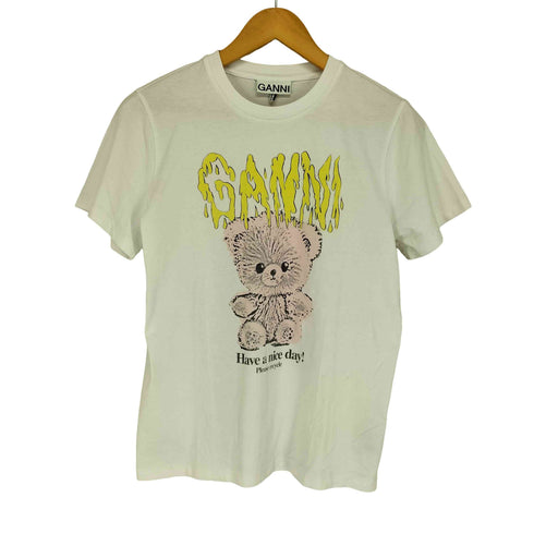 ガニー Ganni テディベア ロゴ プリント 半袖 Tシャツ レディース XS