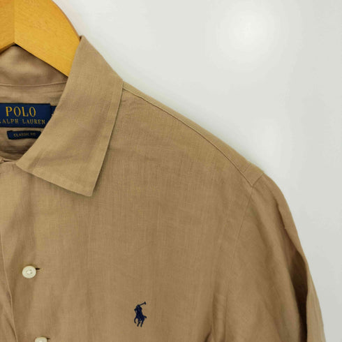 ポロラルフローレン POLO RALPH LAUREN 現行QRタグ CLASSIC FIT ポニー刺繍 リネン100 半袖 オープンカラーシャツ メンズ import:S