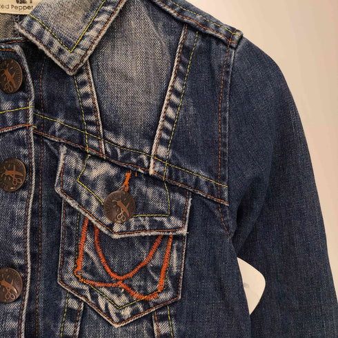 RED PEPPER JEANS クロップド 両面ポケット デニム ジャケット Y2K レディース import:S