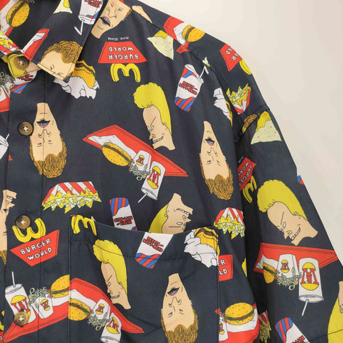 BURGER WORLD 総柄 S/S シャツ メンズ JPN:M