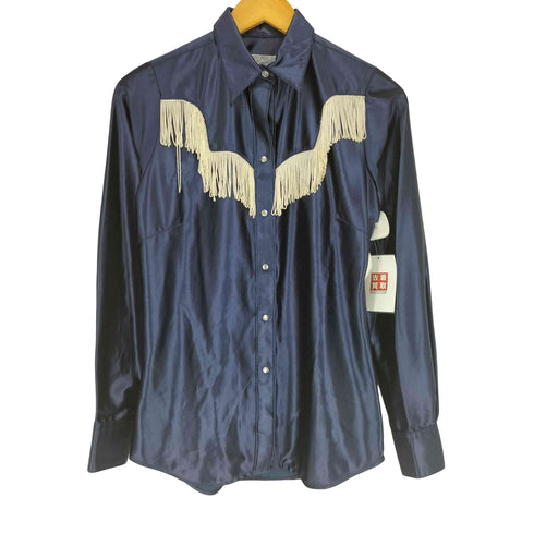 ロックマウント ROCK MOUNT 80s- MADE IN USA USA製 RANCH WEAR ランチウェア サテン フリンジ ウエスタンシャツ メンズ 32